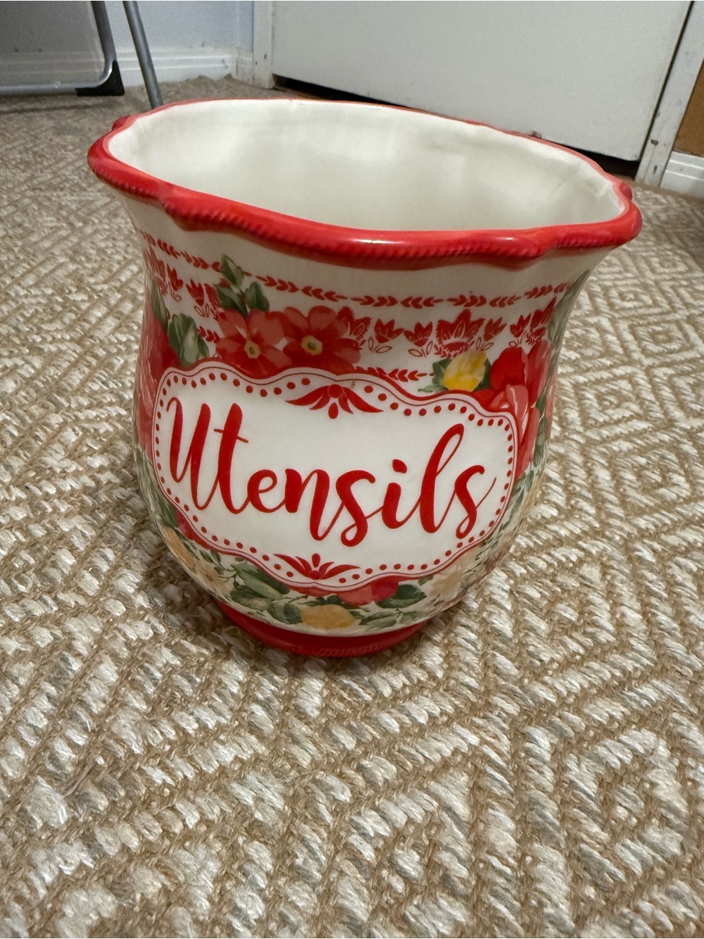 The Pioneer Woman Red Floral Utensils Crock - Stoneware